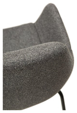 Zimmer Dining Chair with Arm, Pebble Grey Bouclé Stoff