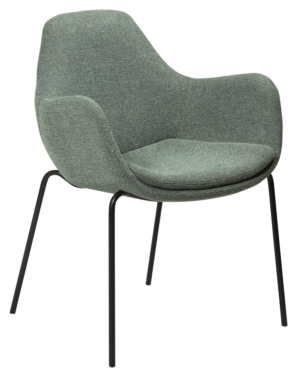 Zimmer Dining Chair with Arm, Pebble Green Bouclé Stoff