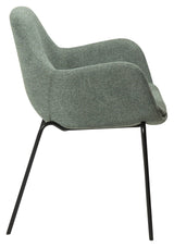 Zimmer Dining Chair with Arm, Pebble Green Bouclé Stoff