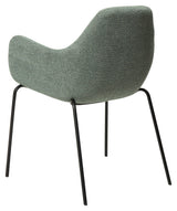 Zimmer Dining Chair with Arm, Pebble Green Bouclé Stoff