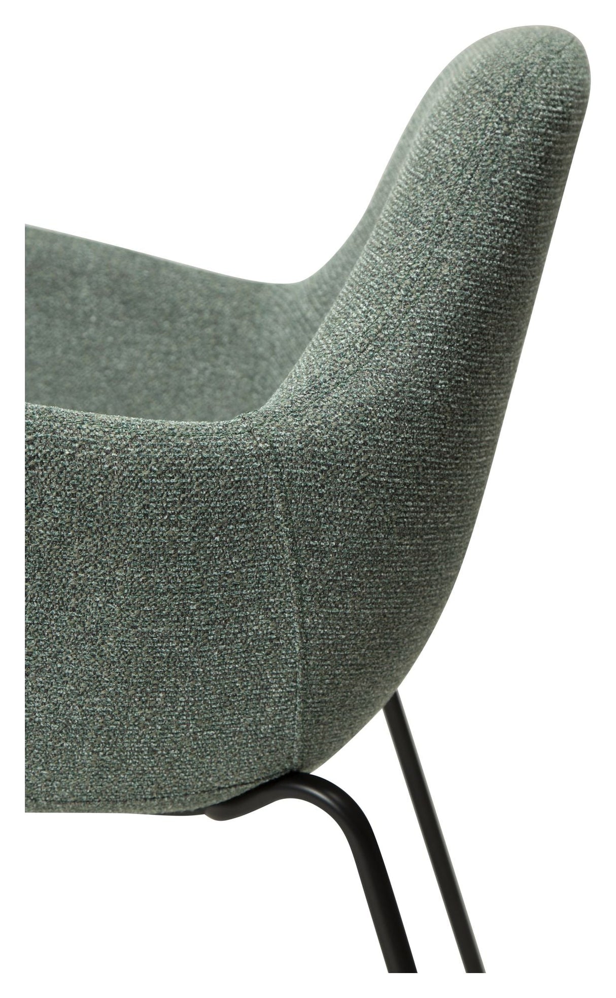 Zimmer Dining Chair with Arm, Pebble Green Bouclé Stoff