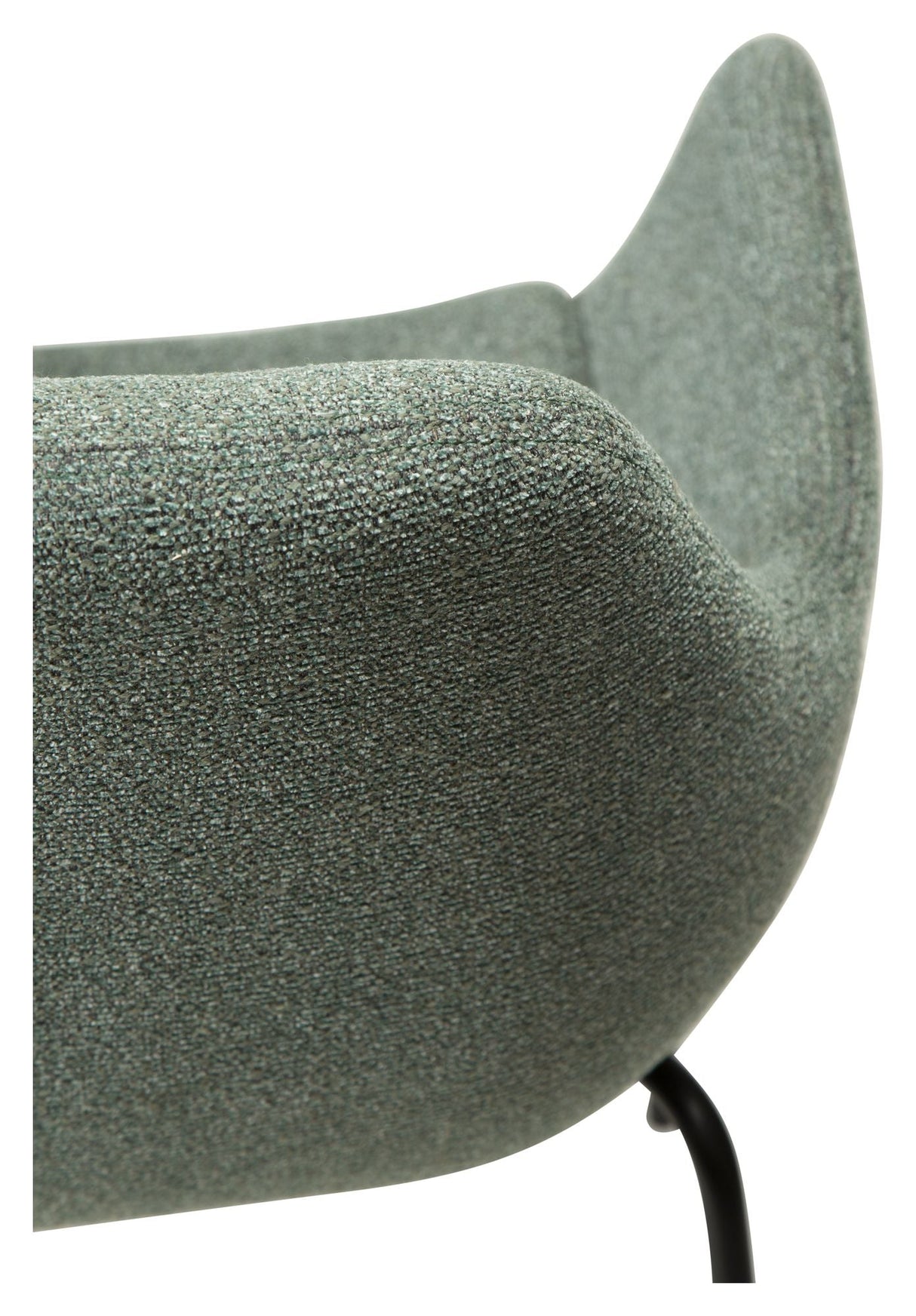 Zimmer Dining Chair with Arm, Pebble Green Bouclé Stoff