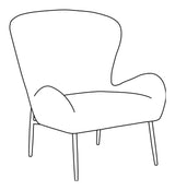 GLAM Lounge Chair, hvit/beige stoff 