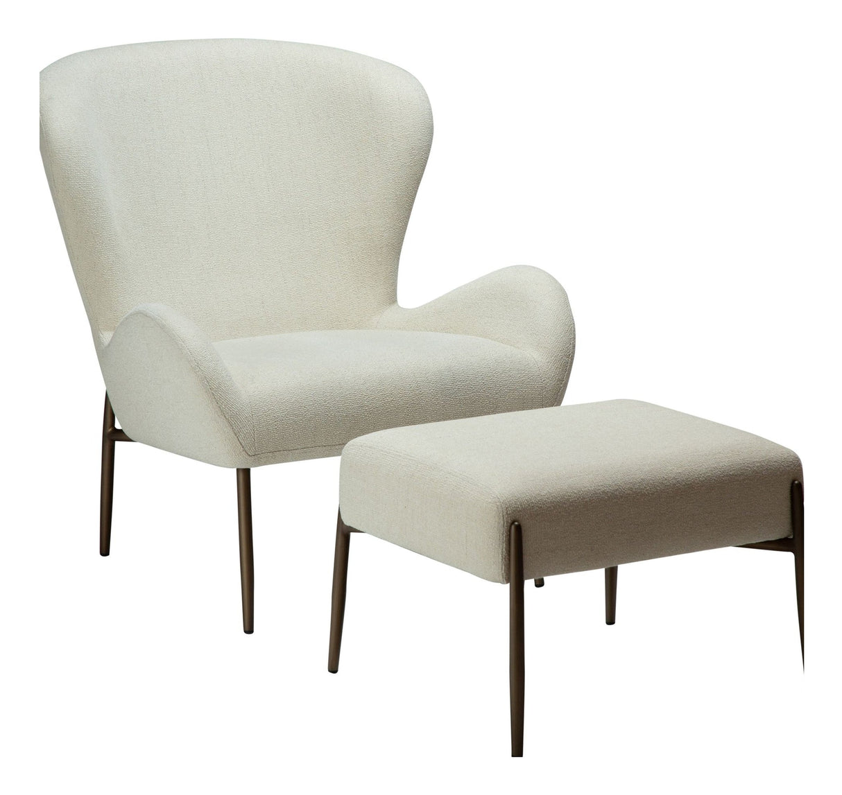 GLAM Lounge Chair, hvit/beige stoff 