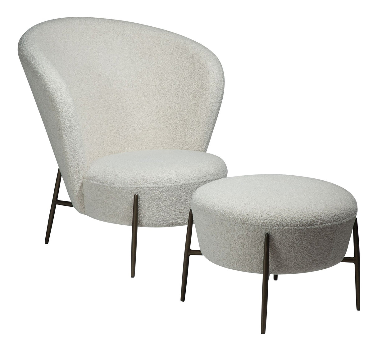 ORBIT Lounge Chair, hvit/beige stoff 