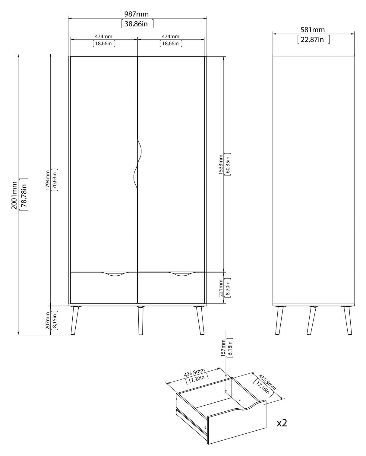 Delta garderobe - hvit