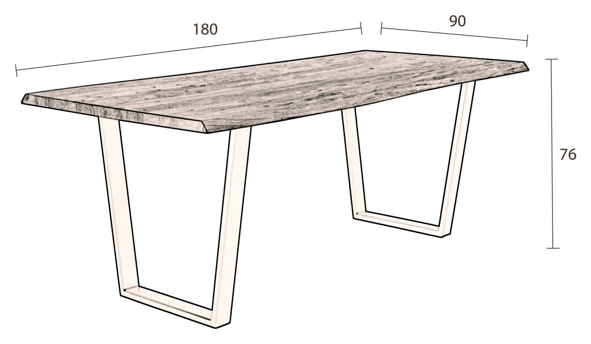 Dutchbone aka spisebord Acacia/Black, 180x90