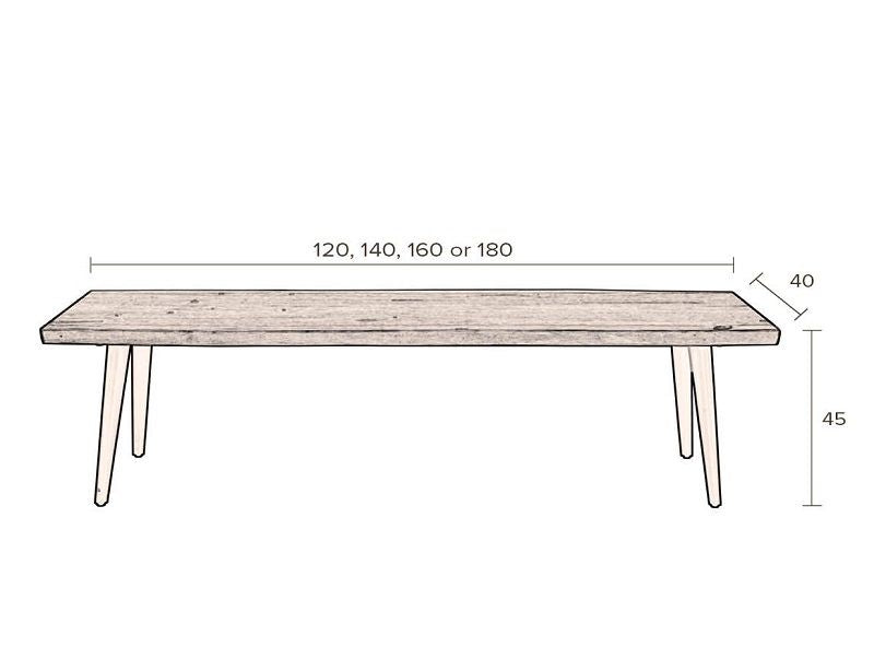 Dutchbone Abagon Bench 140x40, svarte ben