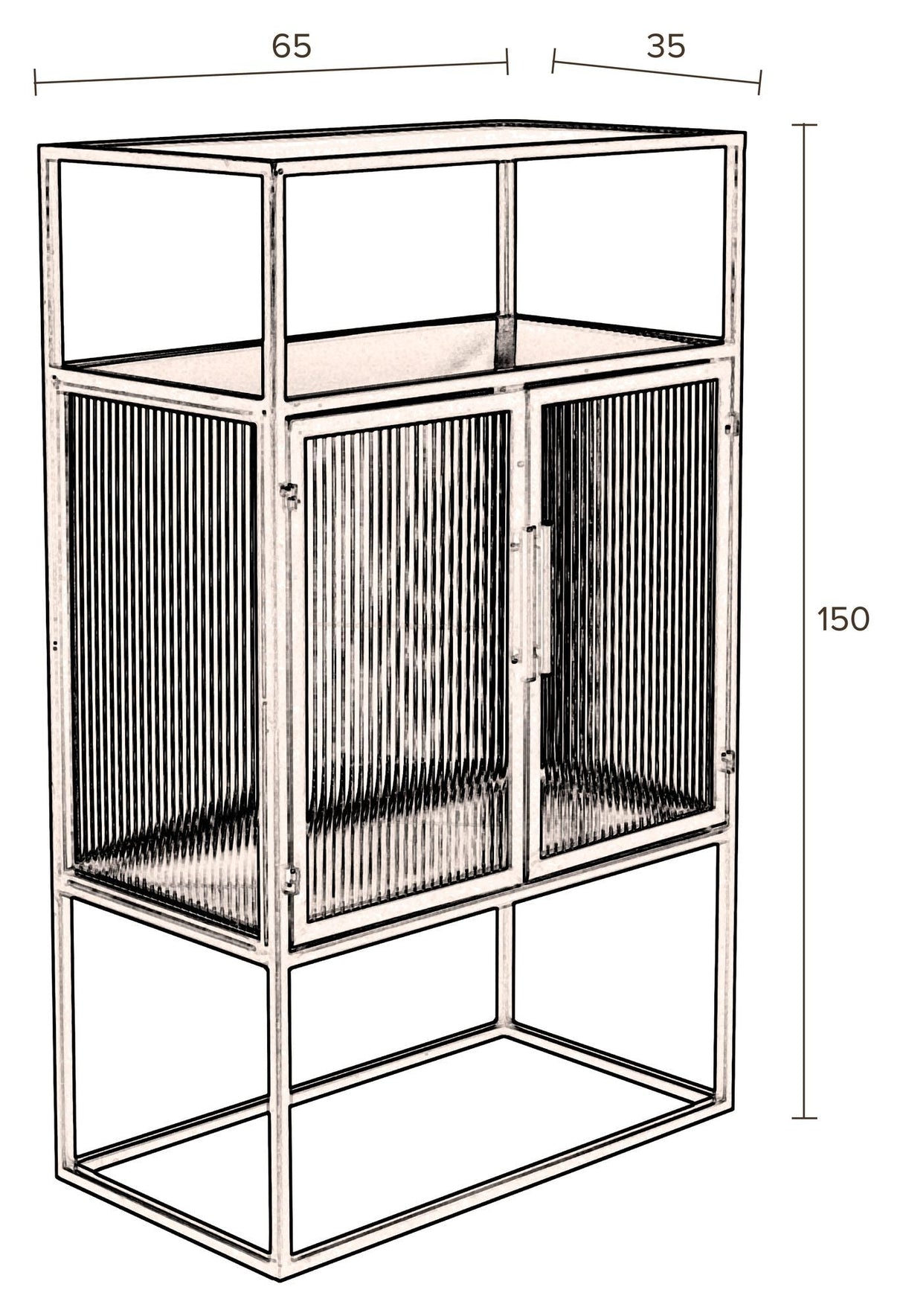 Dutchbone Boli Vitrine Cabinet - Svart/glass, H105