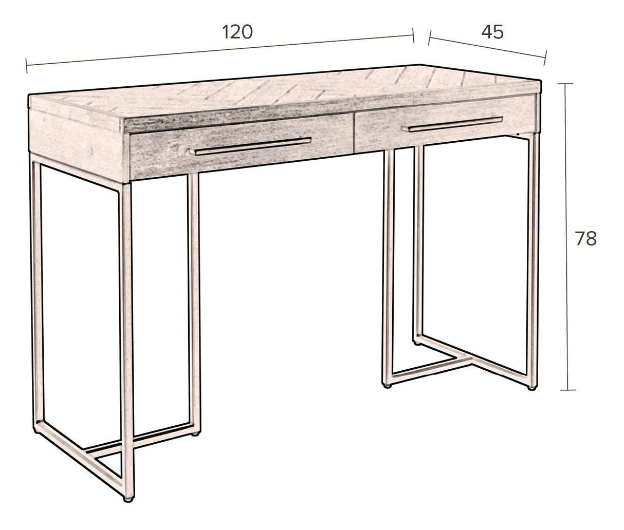 Dutchbone Class Console Table, Brown/Golden