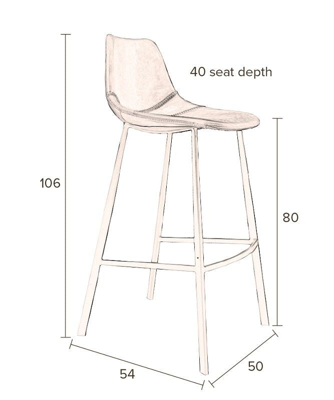 Dutchbone Franky Barstool Brown PU Leather