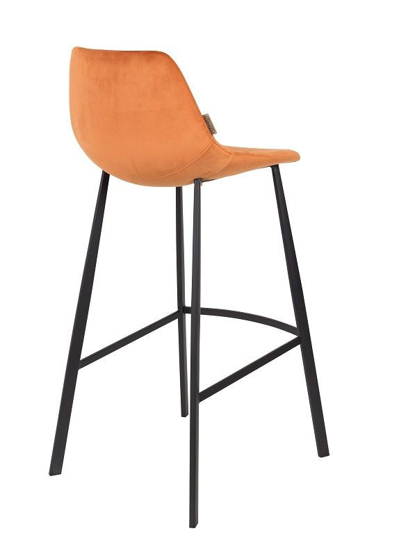 Dutchbone Franky Barstool, Orange Velvet