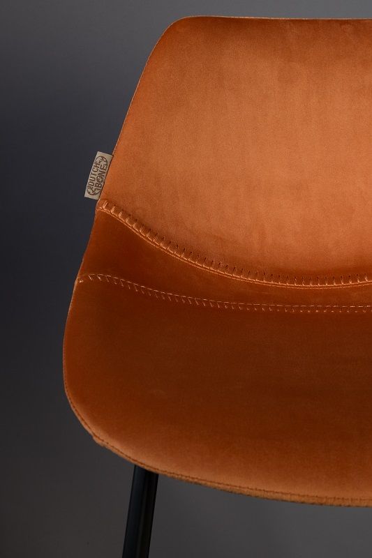 Dutchbone Franky Barstool, Orange Velvet