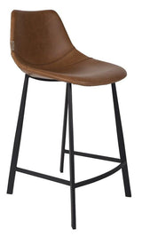 Dutchbone Franky Bar Stool Brown PU Leather, SH: 65cm