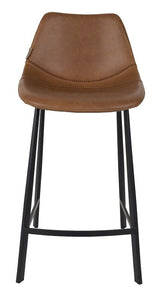 Dutchbone Franky Bar Stool Brown PU Leather, SH: 65cm