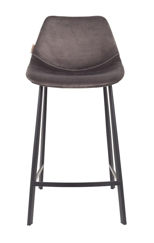 Dutchbone Franky Bar Stool, Gray Velvet, SH: 65cm