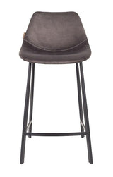 Dutchbone Franky Bar Stool, Gray Velvet, SH: 65cm