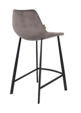 Dutchbone Franky Bar Stool, Gray Velvet, SH: 65cm