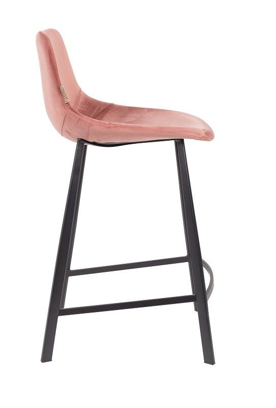 Dutchbone Franky Bar Stool, Old Pink Velvet, SH: 65cm