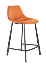 Dutchbone Franky bar stool, Orange velvet, SH: 65cm