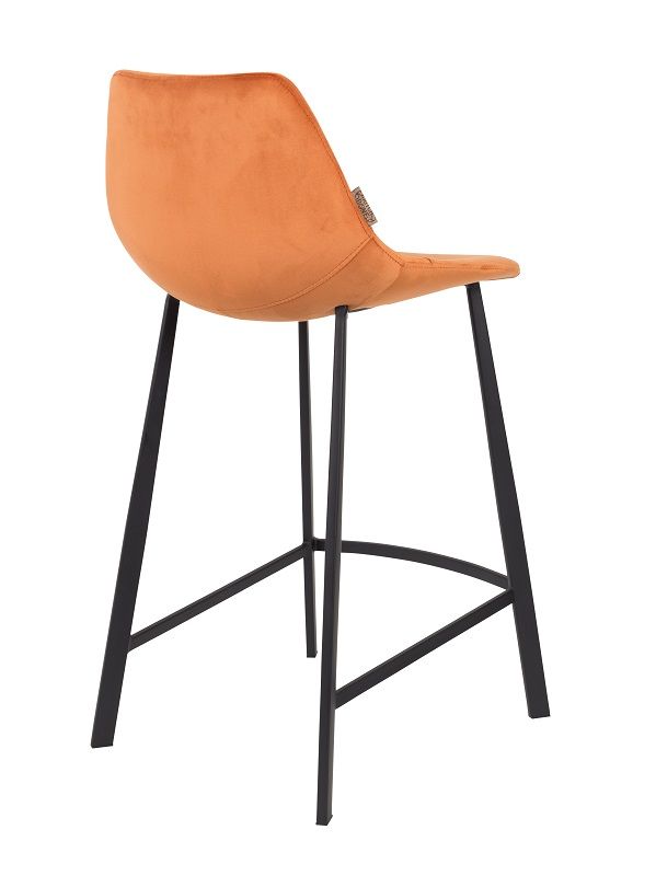 Dutchbone Franky bar stool, Orange velvet, SH: 65cm