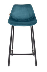 Dutchbone Franky bar stool, Petrol velour, SH: 65cm