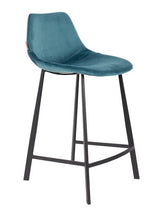 Dutchbone Franky bar stool, Petrol velour, SH: 65cm