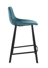 Dutchbone Franky bar stool, Petrol velour, SH: 65cm