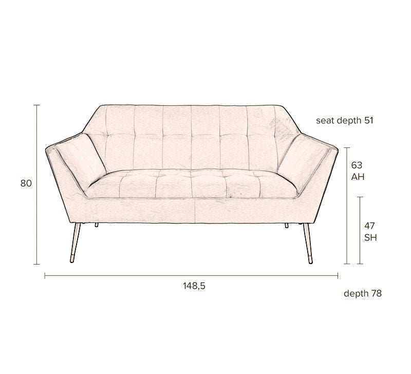 Dutchbone Kate 2-pers. Sofa, dyp blå