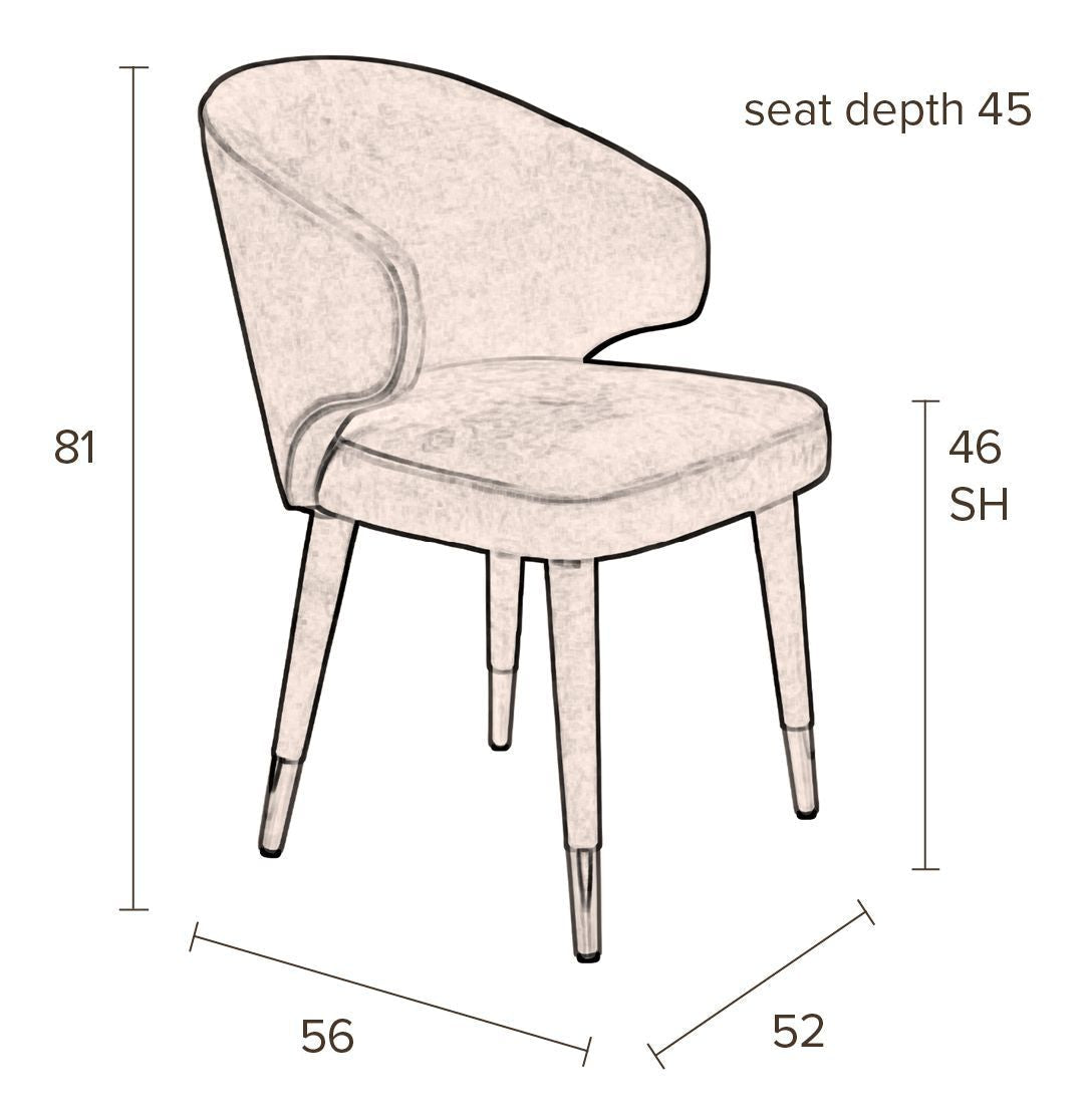 Dutchbone Lunar Dining Chair, Okker Velour