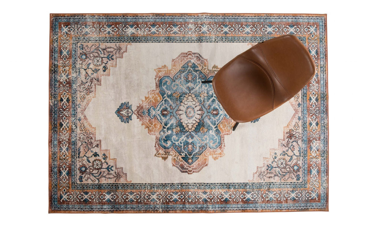 Dutchbone Mahal Rug - Blue/Brick, 170x240