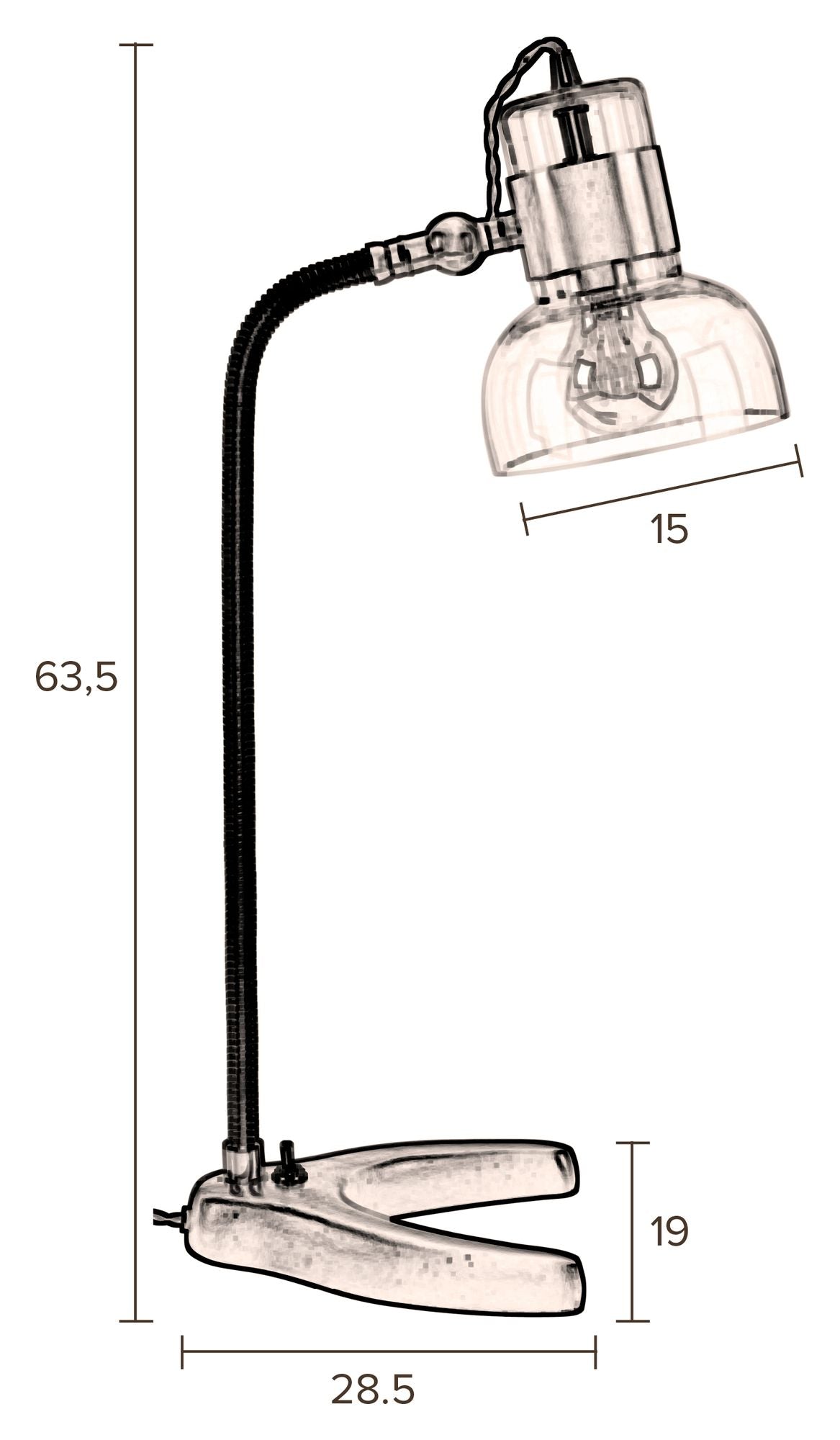 Dutchbone Neville bordlampe, klart glass/black metal