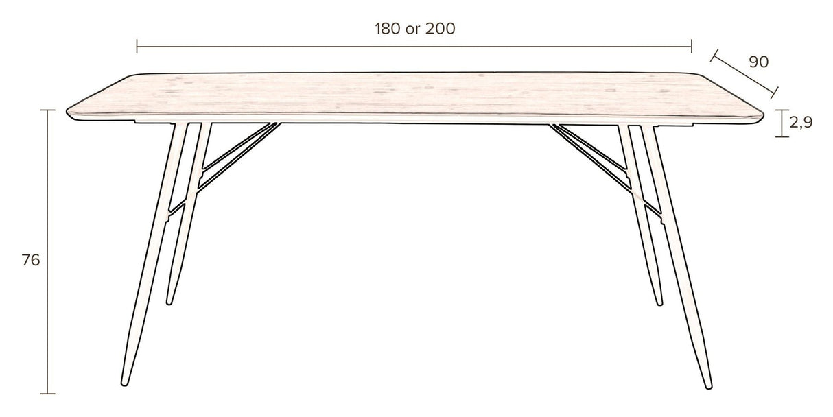 ROGER Spisebord 180x90, Sort 