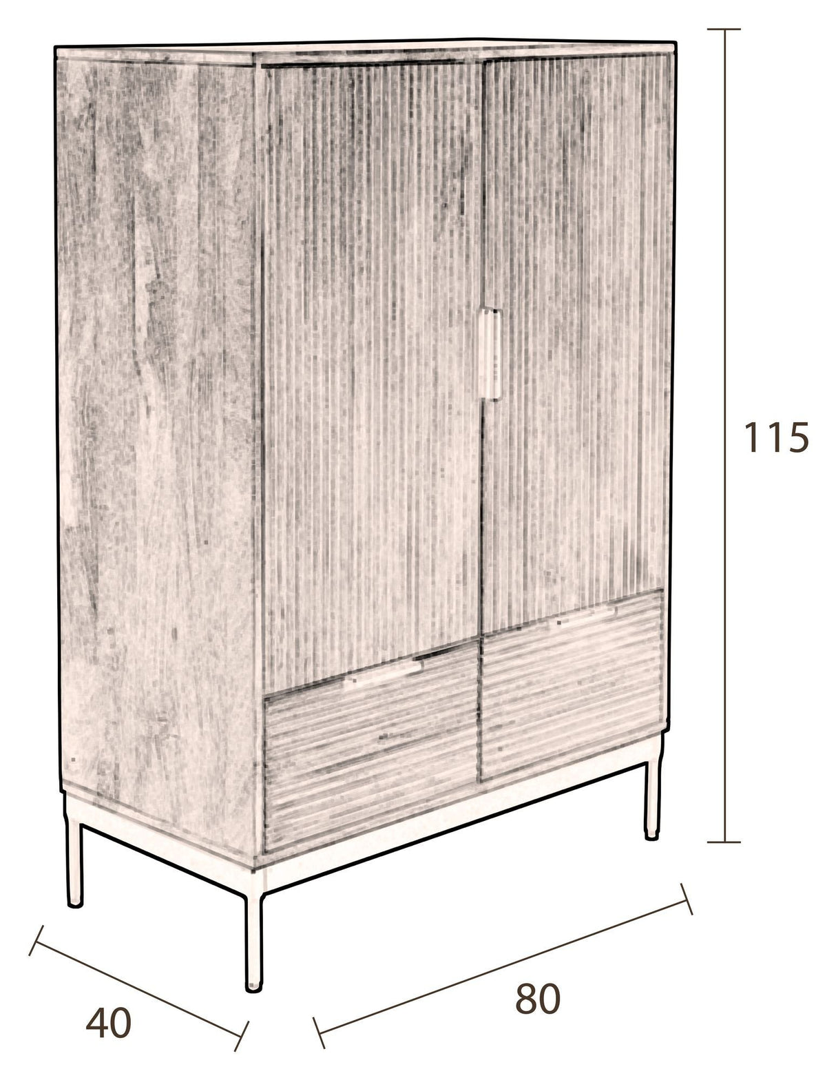 Dutchbone Saroo Sideboard 2+2 - Mango Wood