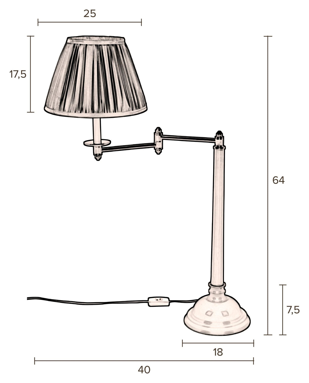 Dutchbone Allis bordlampe, stoff/alu