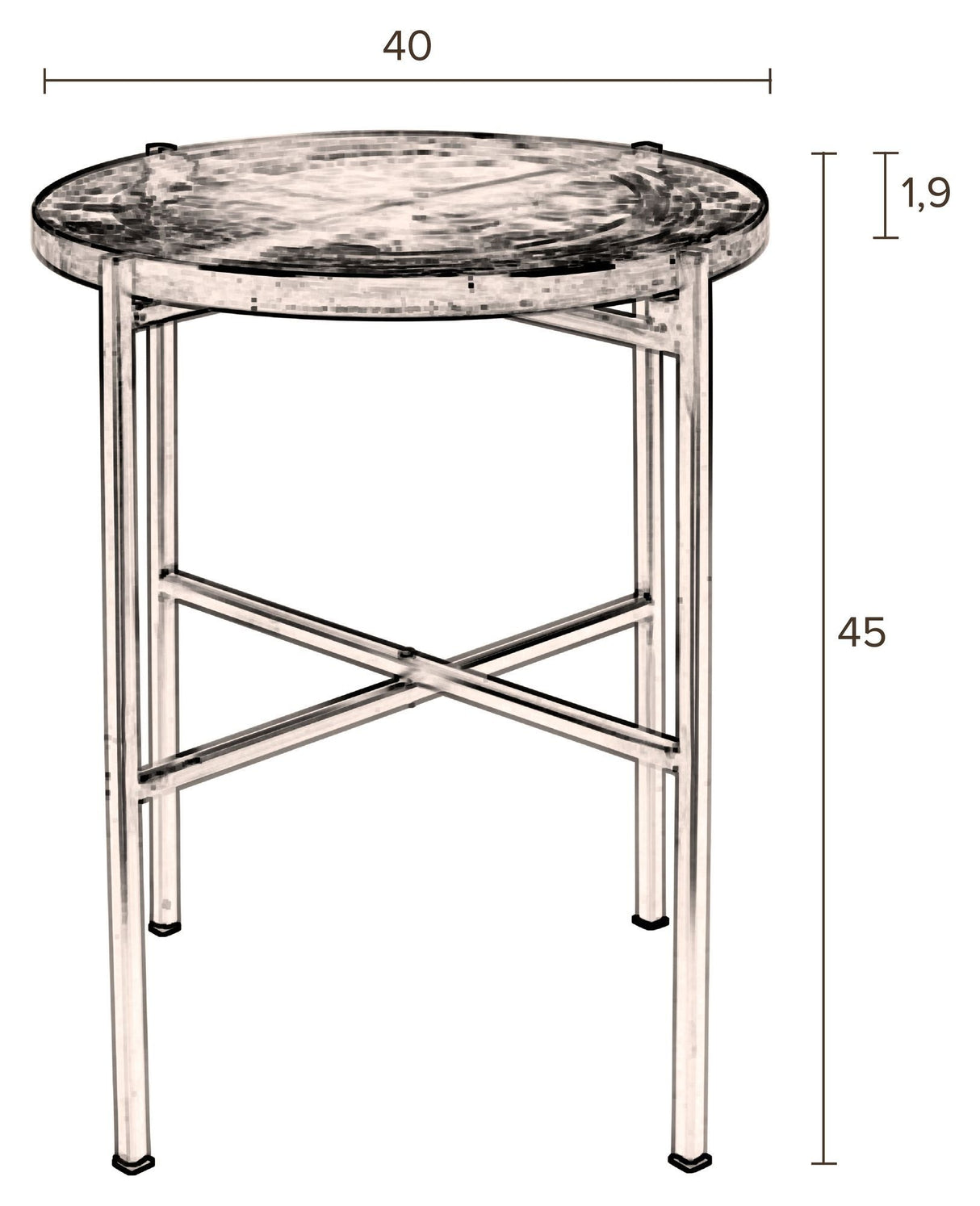 Dutchbone Vidrio sidebord, messing/glass, Ø40