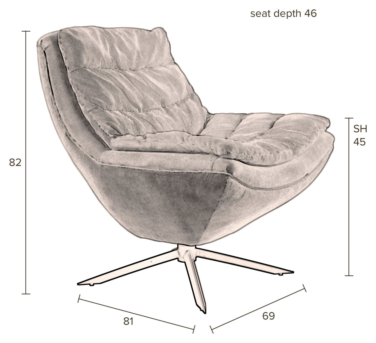 Vince Lounge Chair, Terra