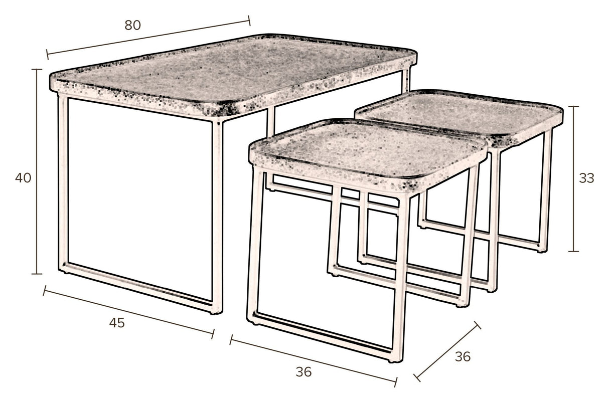 Dutchbone Winston Deposit Table Set w. 3, matt svart