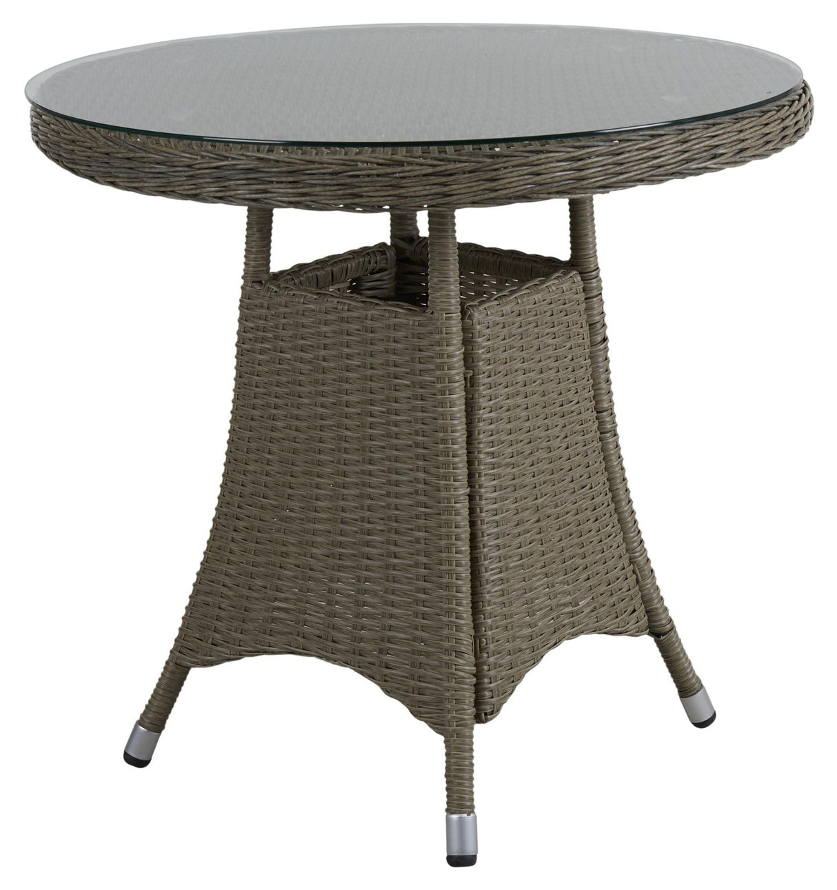 Hornbrook Garden Table med glass, Ø80, Beige Wicker