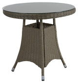 Hornbrook Garden Table med glass, Ø80, Beige Wicker