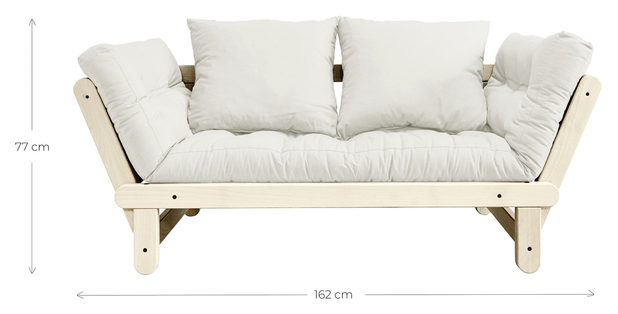 Pisk sofa -seng, svart lakkert, furu/hvete beige