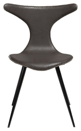 Dolphin Dining Chair, Vintage Grey Leatherette/ Round Black Bens