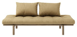 Tempo dagsengsofa, brun lakkert furu, hvete beige