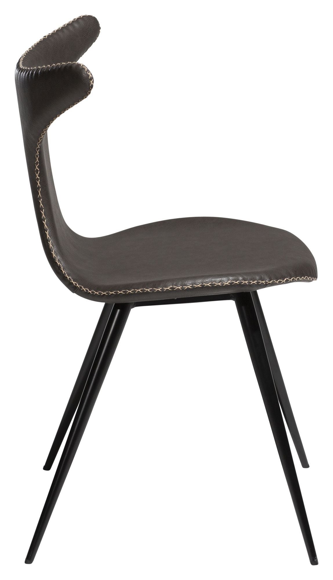 Dolphin Dining Chair, Vintage Grey Leatherette/ Round Black Bens