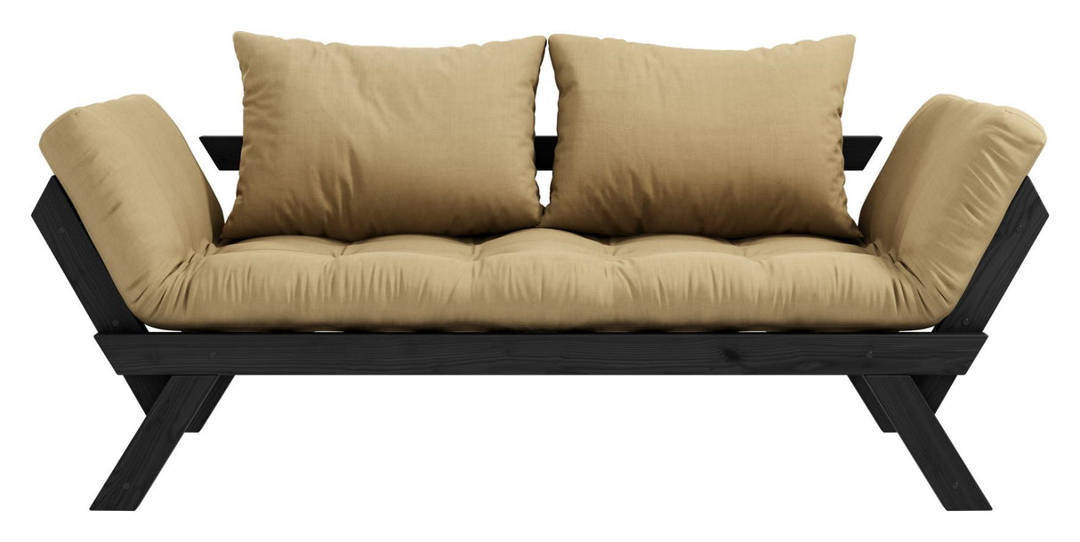 Bebop sofa seng, svart lakkert, furu/beige