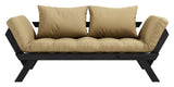 Bebop sofa seng, svart lakkert, furu/beige