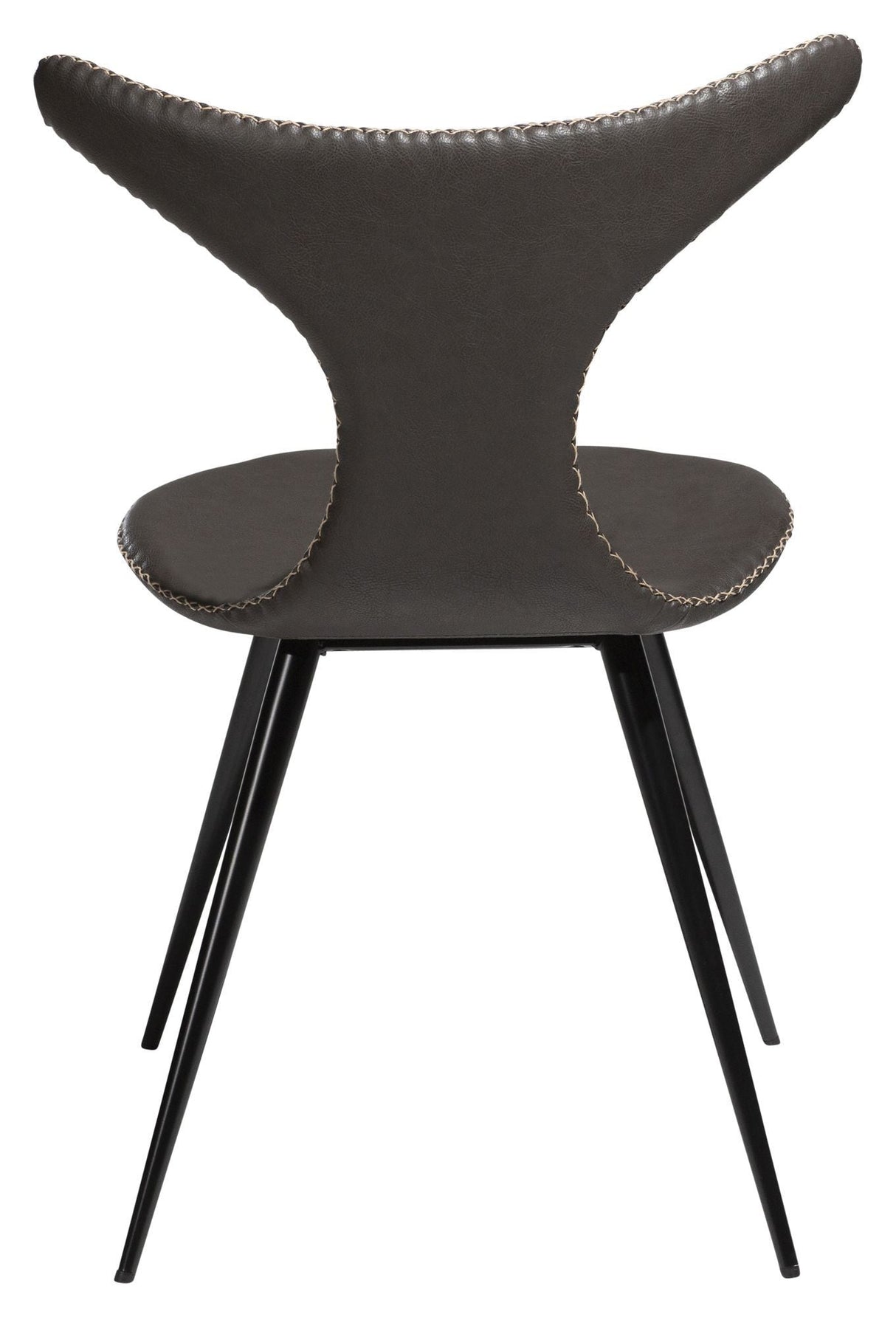 Dolphin Dining Chair, Vintage Grey Leatherette/ Round Black Bens