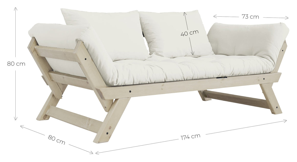 Bebop sofa seng mørk grå/natur