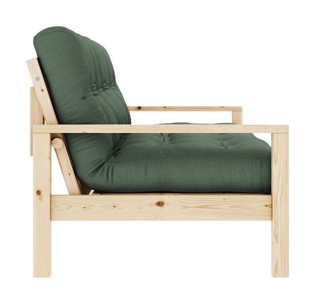 Knottesofa, lakkert furu, olivengrønn