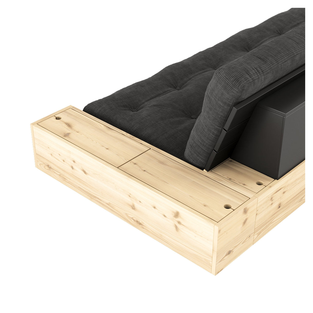 Base sofa seng med sidekasser, brun/natur